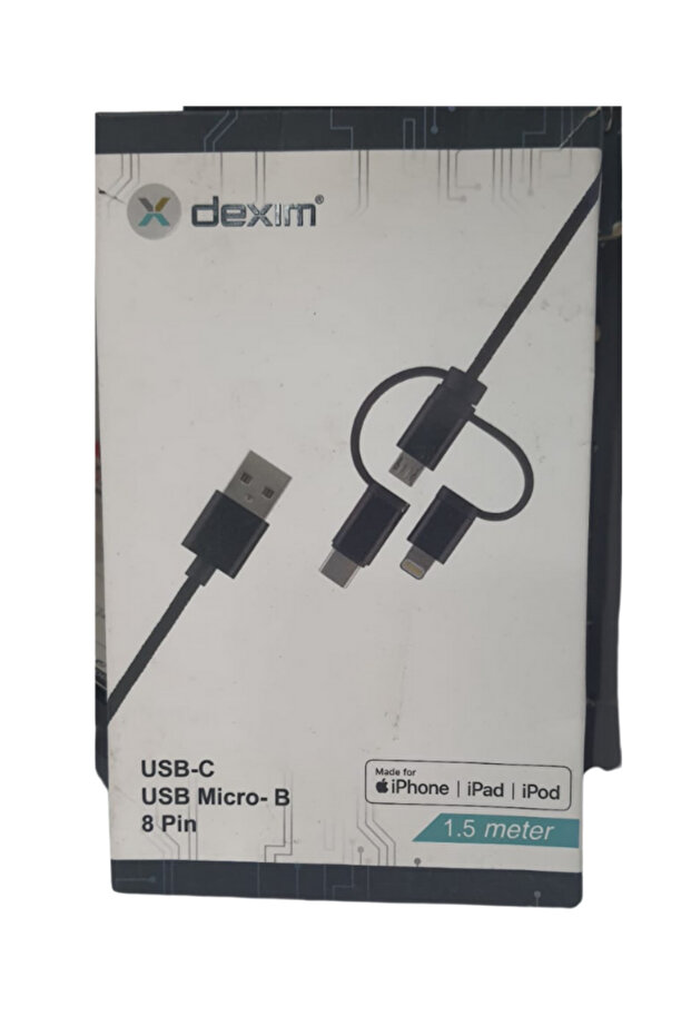 3 in 1 Örgülü USB Kablo Type-C + Micro USB + Lightning