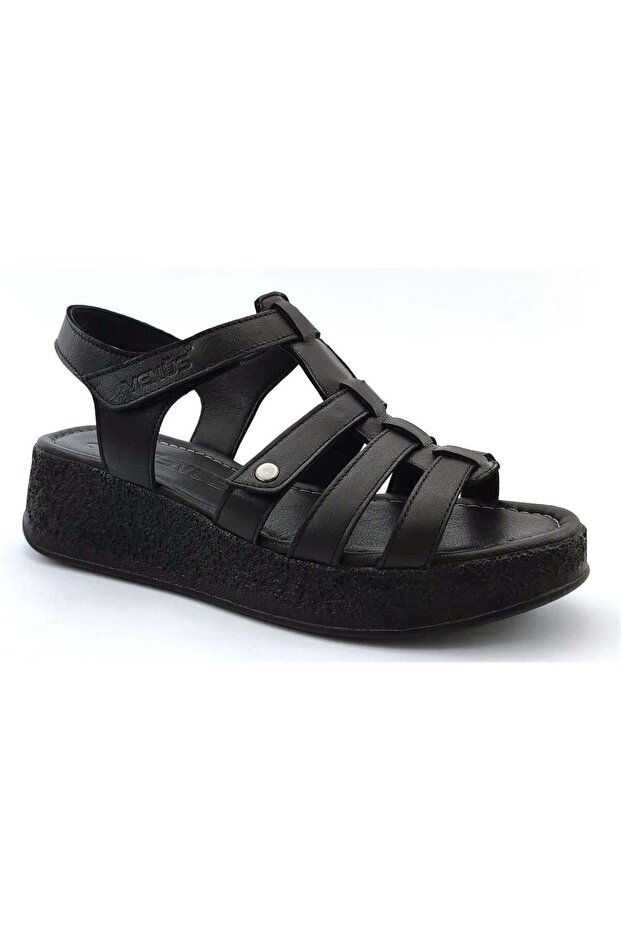 Venus 23023213 Daily Genuine Leather Sandals-Black