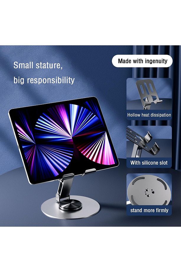 Yüksek Kalite Metal 360 Dönebilen Ayarlanabilir Telefon Ve Tablet Tutucu Masa Üstü Standı Mor - 6