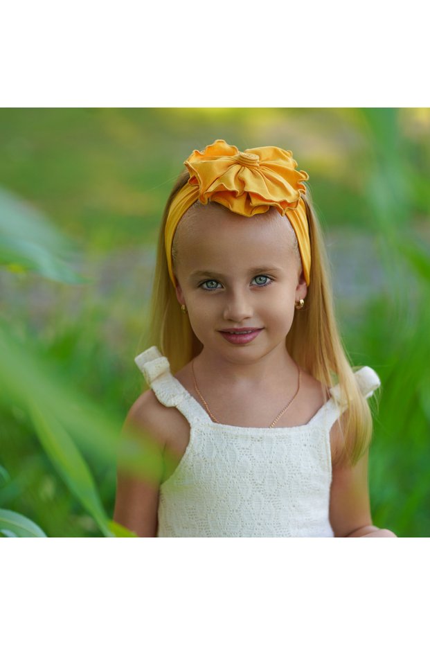Baby Girl Child Flower Detailed Handmade Soft Flexible Cotton Combed Hair Band