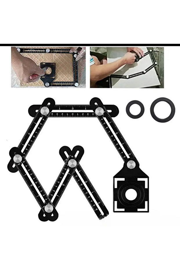 Tilter - Ruler Tile Hole Locator, Slide Folding Measuring Protractor Template Ruler - 1