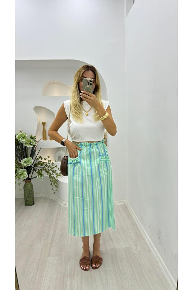 Mint Poplin Etek - 4