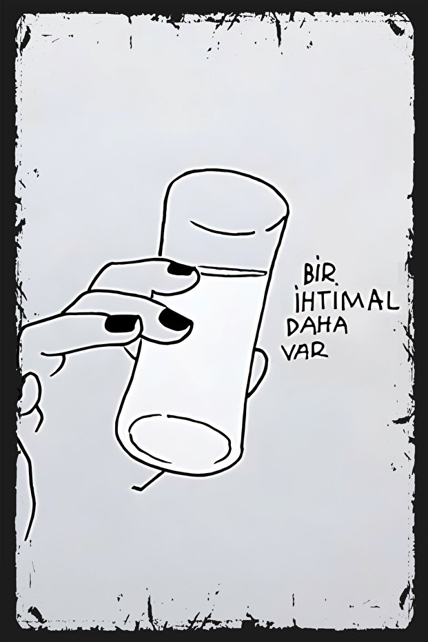 Rakı Sözleri bir ihtimal daha var retro ahşap poster tablo - 3