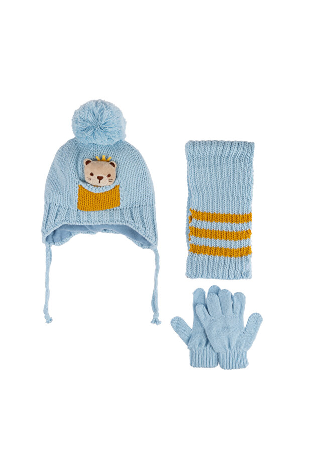 Kitti 0-12 Months Baby Boy & Child Accessories Fleece Inside Scarf Beanie Gloves 3-Piece Set