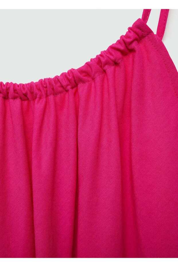 Dökümlü kısa elbise - 5