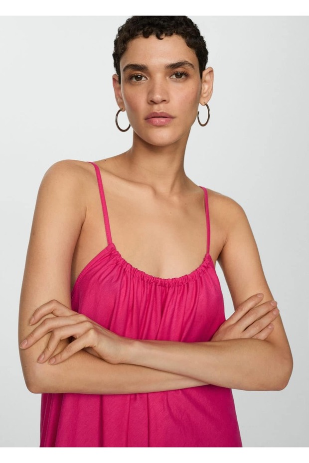 Dökümlü kısa elbise - 7