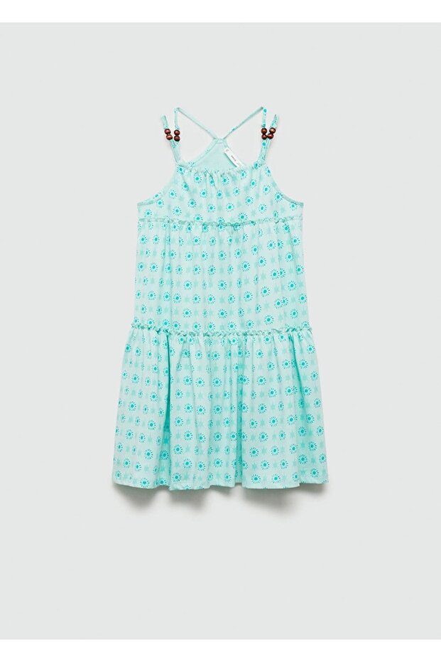 Boncuklu Baskılı Elbise - 3