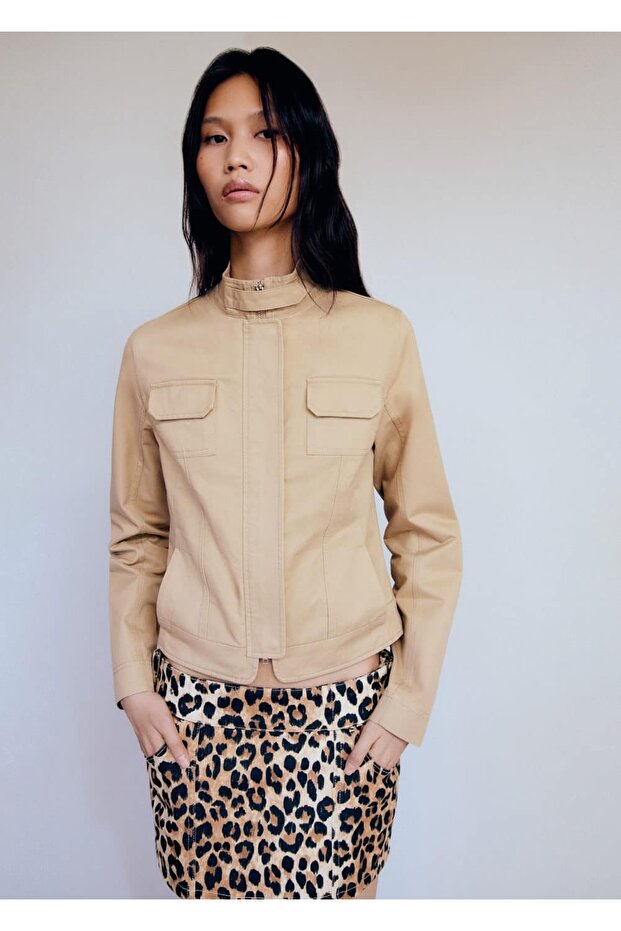 Leopar denim mini etek - 3