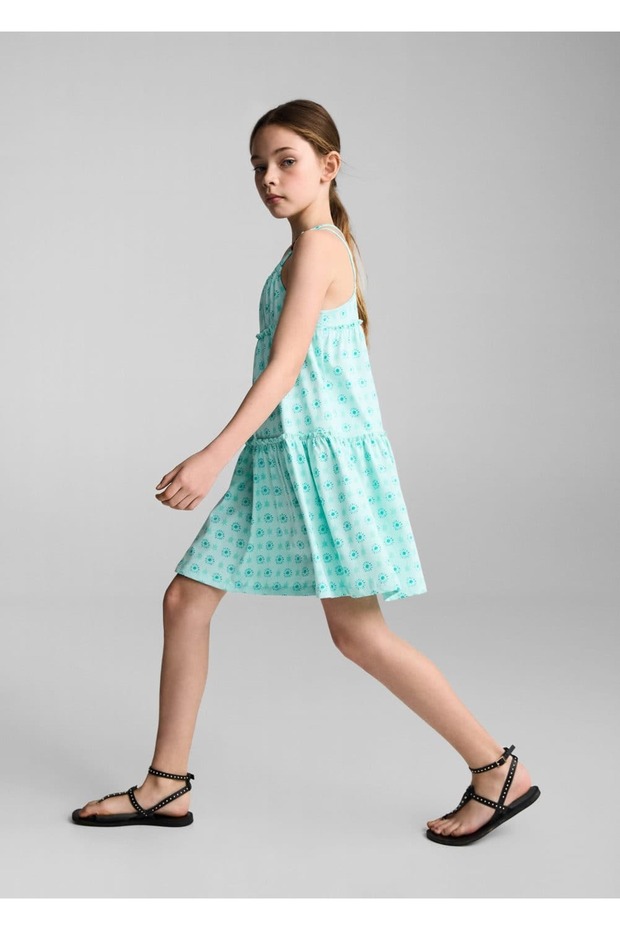 Boncuklu Baskılı Elbise - 2