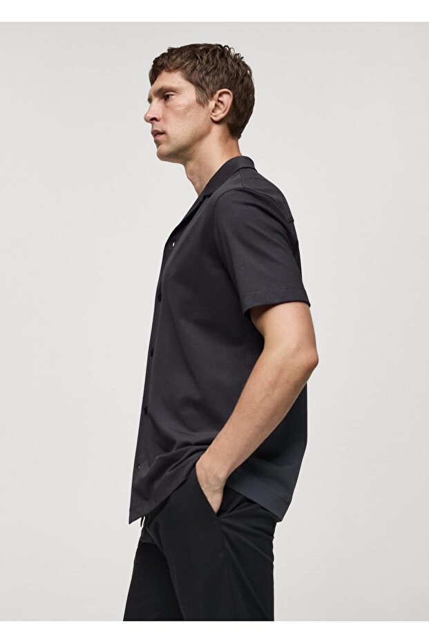 Bowling Yakalı Pamuklu Gömlek - 5