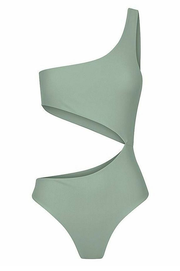 Asimetrik Kesim Cut-Out Pencereli Astarlı Tek Omuzlu Rahat Slip Kalıp Altlı Şık ve Cool Mayo - 4