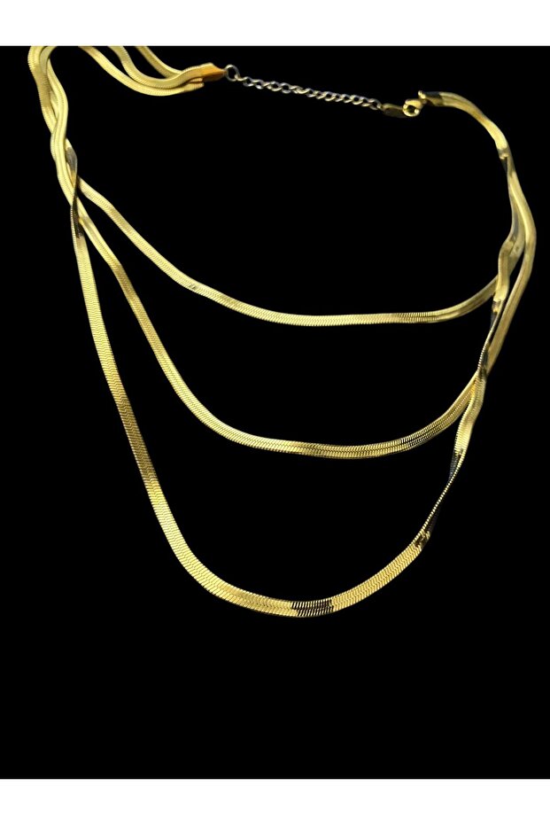 Yassı 3'lü Çelik Kolye - 1