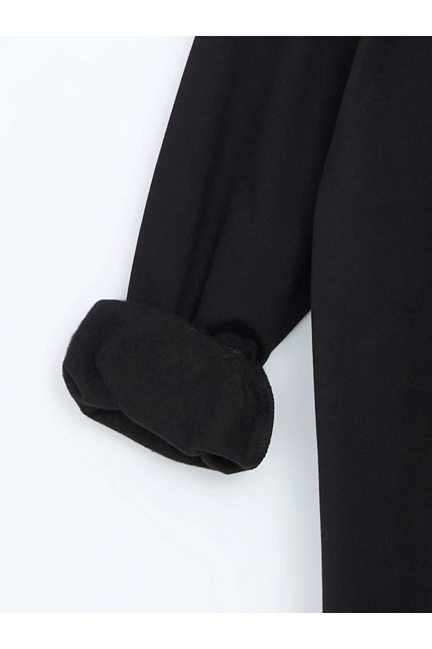LCW Modest Yeni Siyah Kapüşonlu Oversize Kadın Sweatshirt Elbise - 2