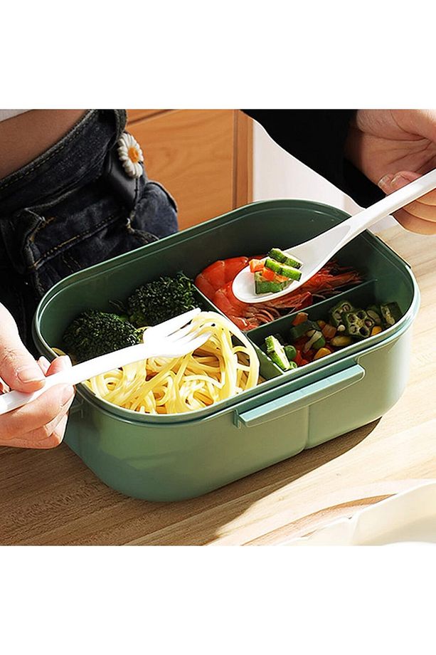 1200ml 2 Katlı 6 Bölmeli Bento Beslenme Çantası - Hava Kilitli, Mikrodalgada Kullanılabilir, BPA'sız - 8