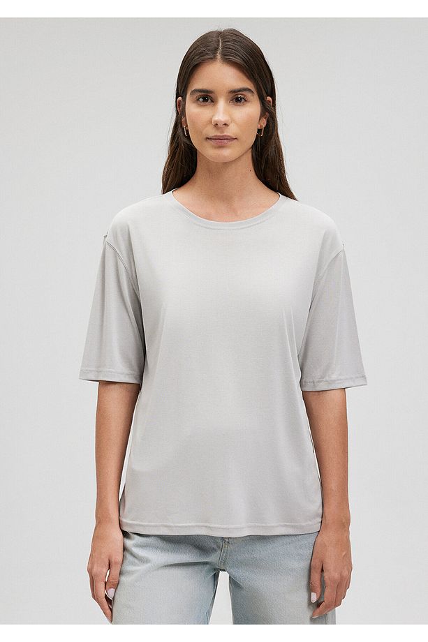 Tencel Tm Gri Modal Basic Tişört Regular Fit / Normal Kesim 1611897-70074 - 3