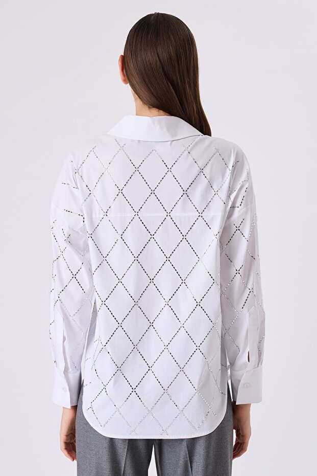 Baklava desen taşlı gömlek - 2