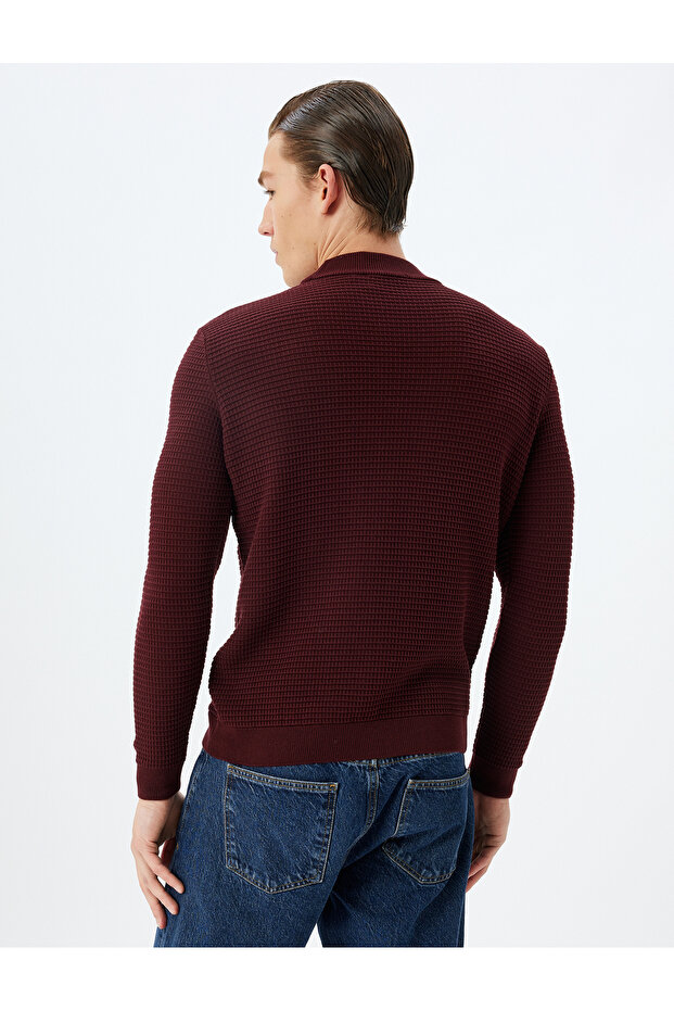 Strickpullover mit Rundhalsausschnitt, Basic, strukturiert, Baumwollmischung - 4