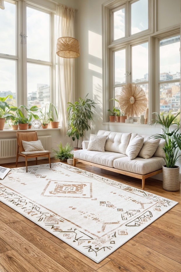 Bohemian Washable Non-Slip Sole Stain Resistant Living Room Rug Kitchen Rug and Runner Rug