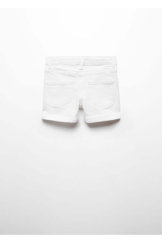 Paçaları kıvrık denim şort - 4