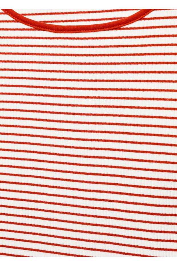 Çizgili fitilli tişört - 5