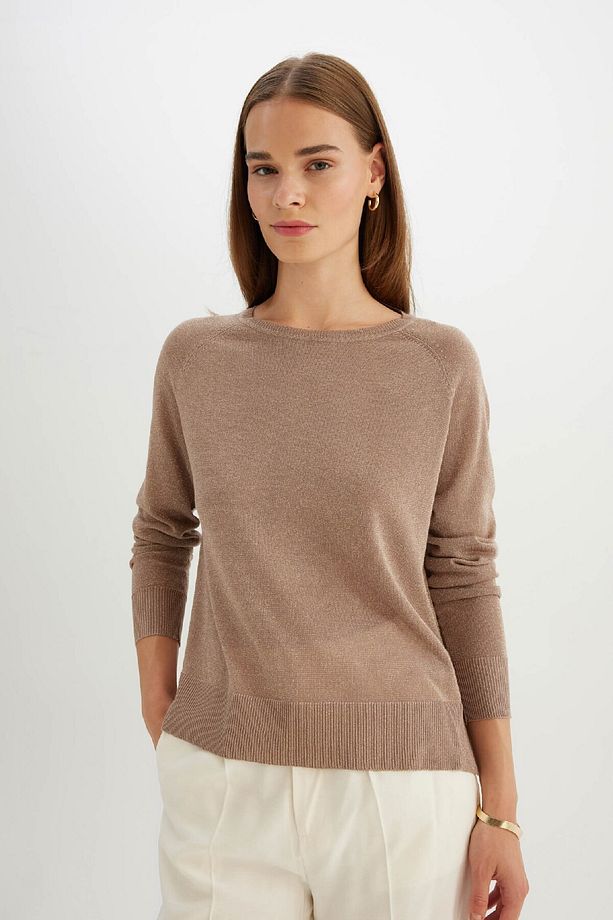 Regular Fit Bisiklet Yaka Simli Basic Düz Triko Kazak C6818ax24wn - 4