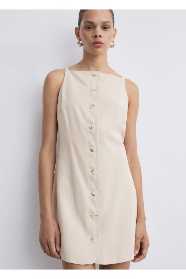 Düğmeli kısa elbise - 1