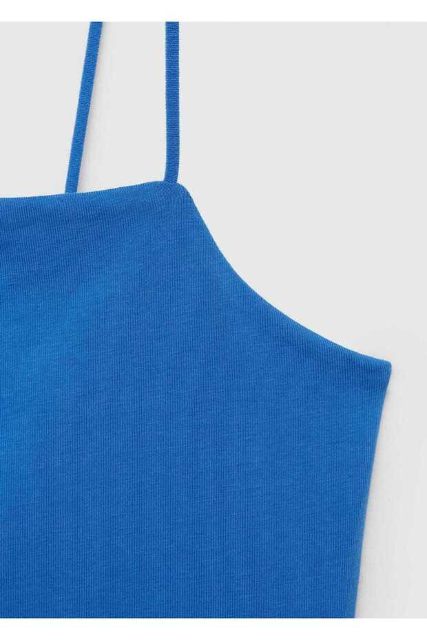 Düz yaka askılı bluz - 6