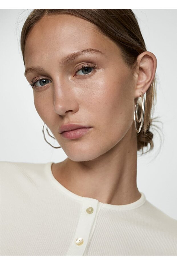 Düğmeli lyocell tişört - 5