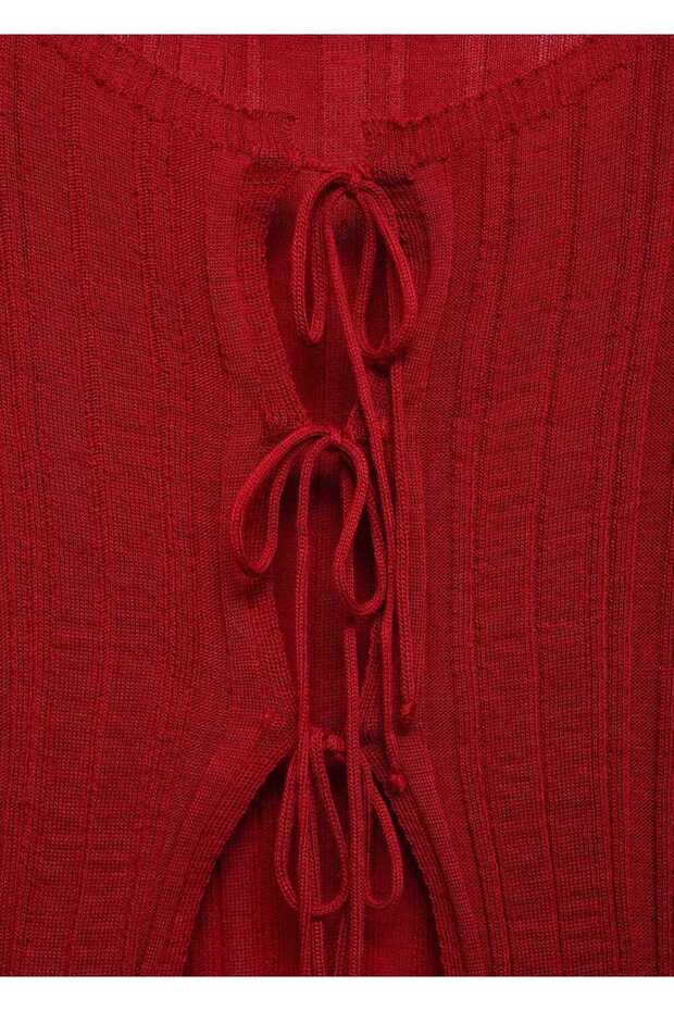 Bağ Detaylı Triko Hırka - 6