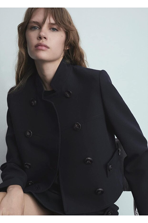 Dekoratif Düğmeli Kısa Elbise - 7