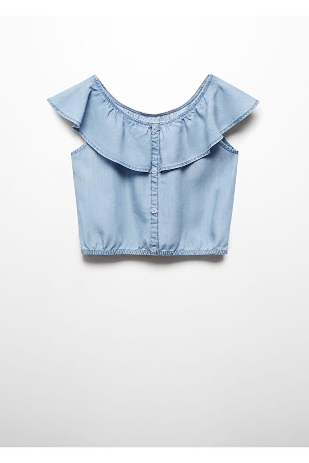 Düğmeli denim bluz - 3