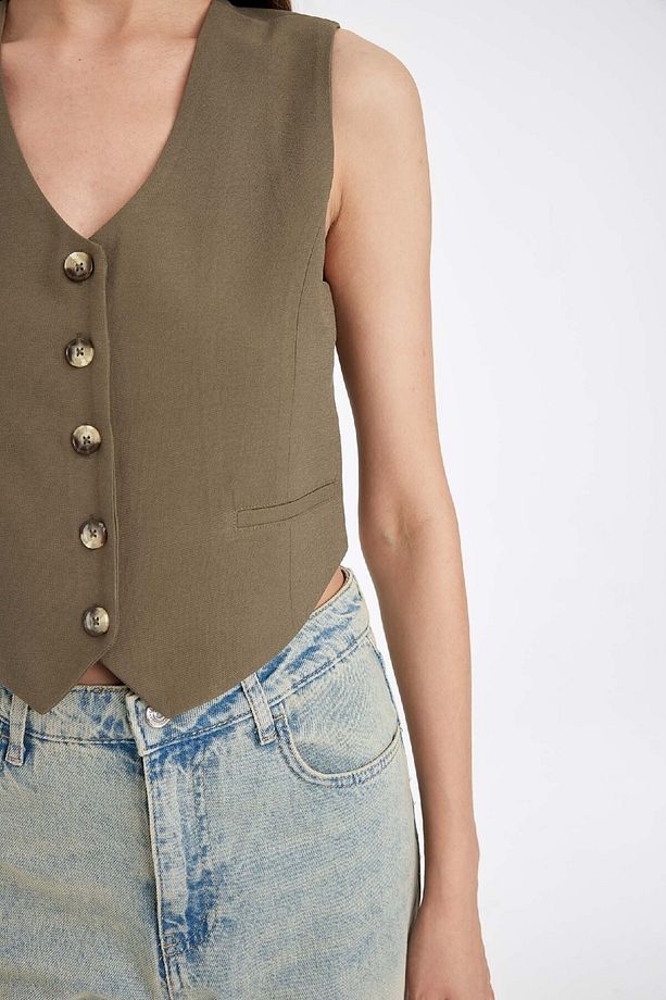 Regular Fit Blazer Yelek V Yaka Düğmeli D7414ax24au - 4