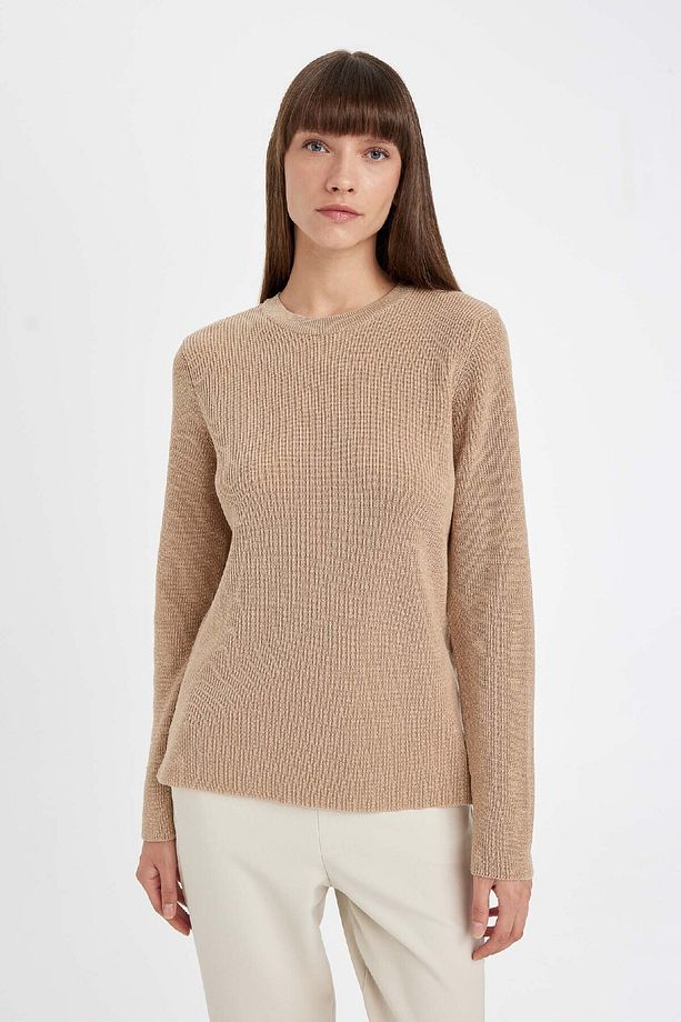 Regular Fit Bisiklet Yaka Simli Kumaş Triko Kazak D0405ax24wn - 4