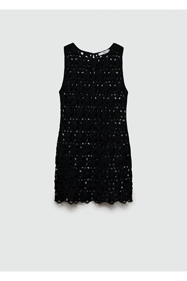 Çiçekli dantel elbise - 3