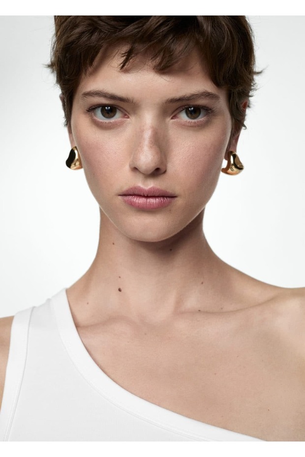 Pamuklu asimetrik bluz - 5