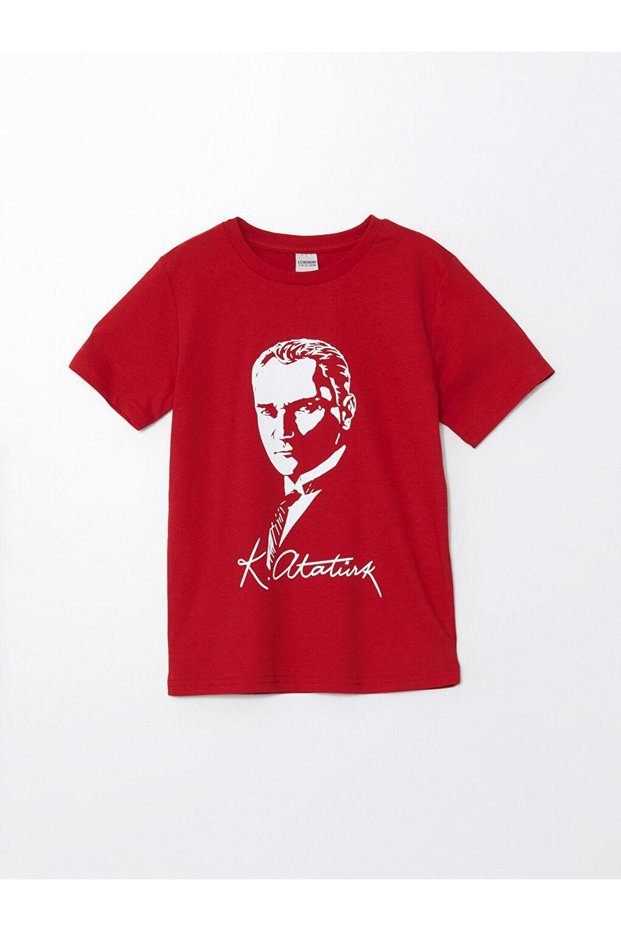 Crew Neck Ataturk Printed Short Sleeve Boys' T-Shirt