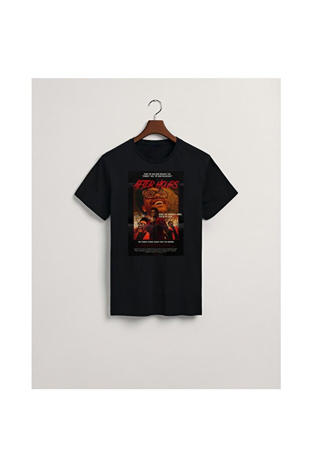 The Weekend-305-71 Black Special Design Cotton Combed Cotton T-shirt