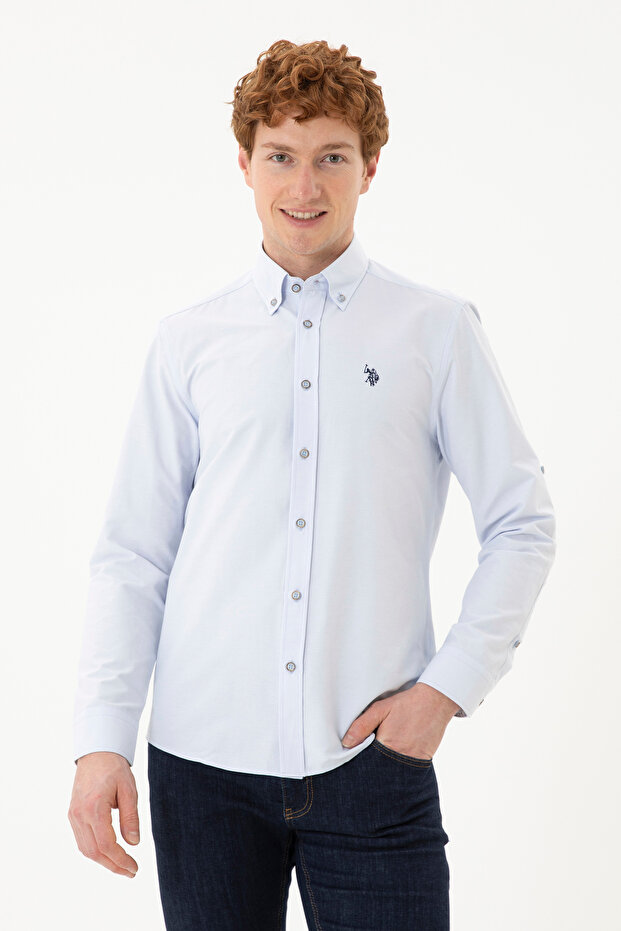 Men's Light Blue Long Sleeve Shirt 50288653 -Vr003