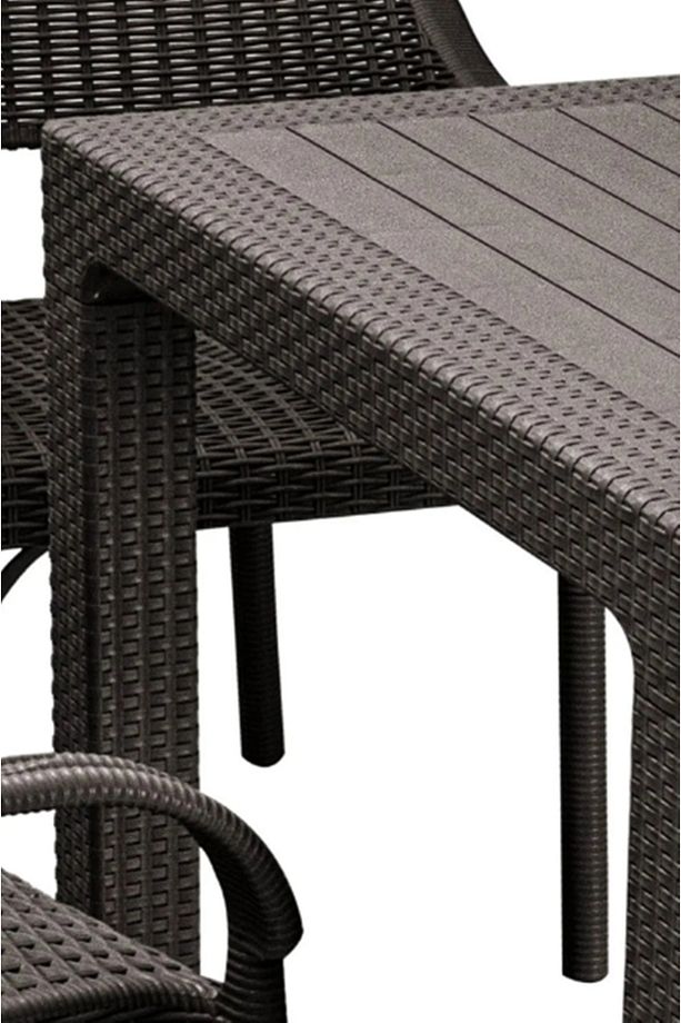 90x90 Rattan Masa Balkon Bahçe Teras Masası Kare Rattan Masa - 2