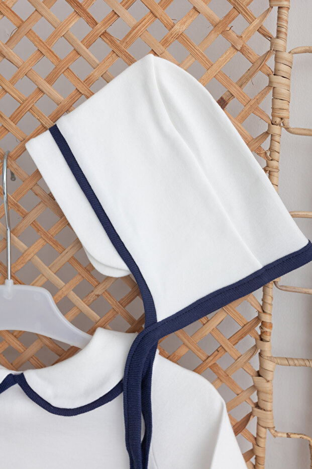 3-Piece Cotton Romper Set With Bonnet Hat - 3