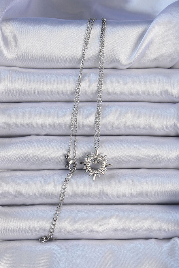 Silver Color Shining Star Necklace (316L Steel)
