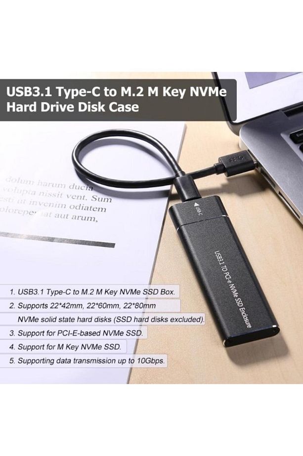 3003 Usb 3.1 Type C To Pci-e Express Nvme Ssd M.2 M-key Hard Disk Kutusu - 5