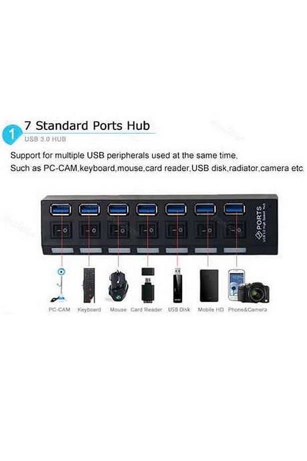 2102 7 Port Usb 3.0 Hub Çoklayıcı Çoğaltıcı On/off Anahtarlı - 5