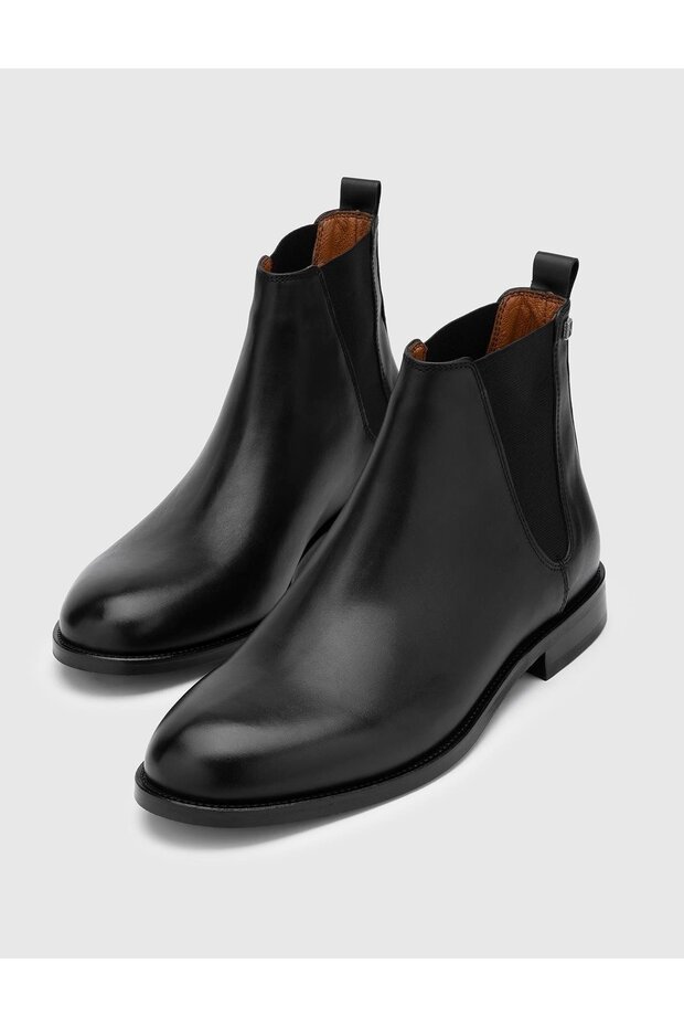 حذاء Darrell جلد طبيعي للرجال باللون الأسود - 2