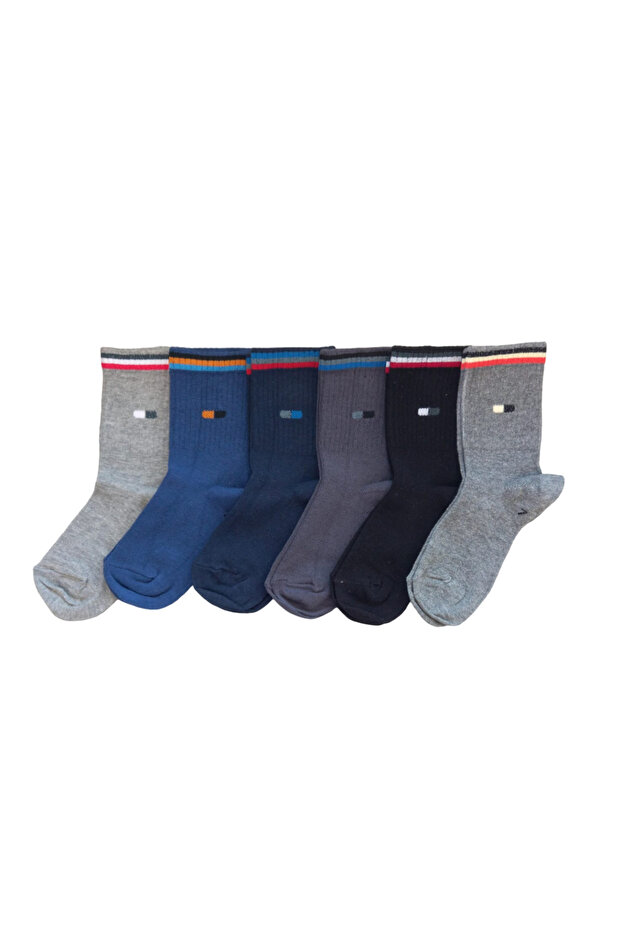 جوارب قطنية للأولاد - 6 أزواج منقوشة - 1