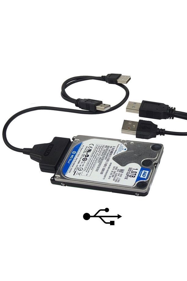 Yeni Çift Usb 2.0 Sata 22 Pin 2.5 Inç Sabit Disk Hdd Adaptörü Dönüştürücü Seri Ssd Kablosu - 6