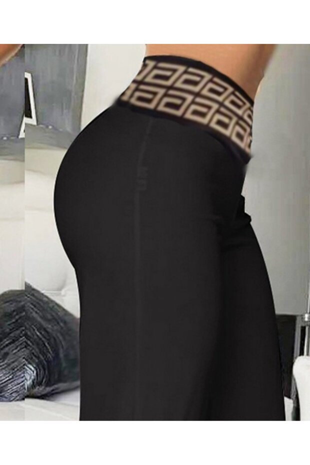 Kadın Belde Kruvaze Ve Ribana Detay Ispanyol Paça Ithal Krep Pantolon - 2