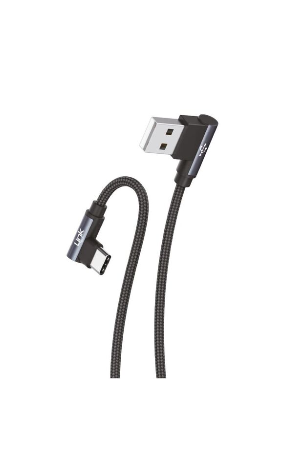 Linktech K594 Safe Type-C - USB 90 Derece Data/Şarj Kablosu 3A 1.5mt - 3