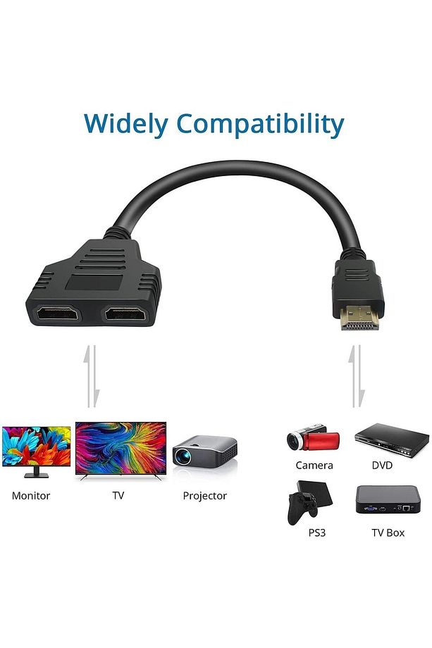 2 Port Hdmi Splitter Switch Çoklayıcı 4k 3d Y Splitter Kablo Çoklu Ekran Full Hd 1080p Cabble - 4