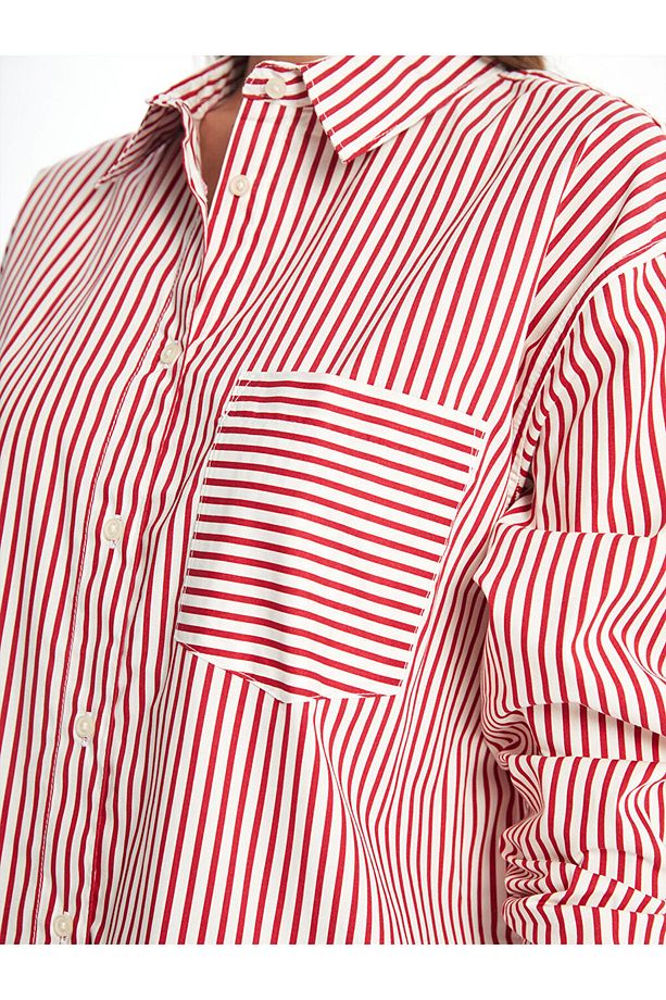 Lcw Çizgili Oversize Poplin Kadın Gömlek - 3